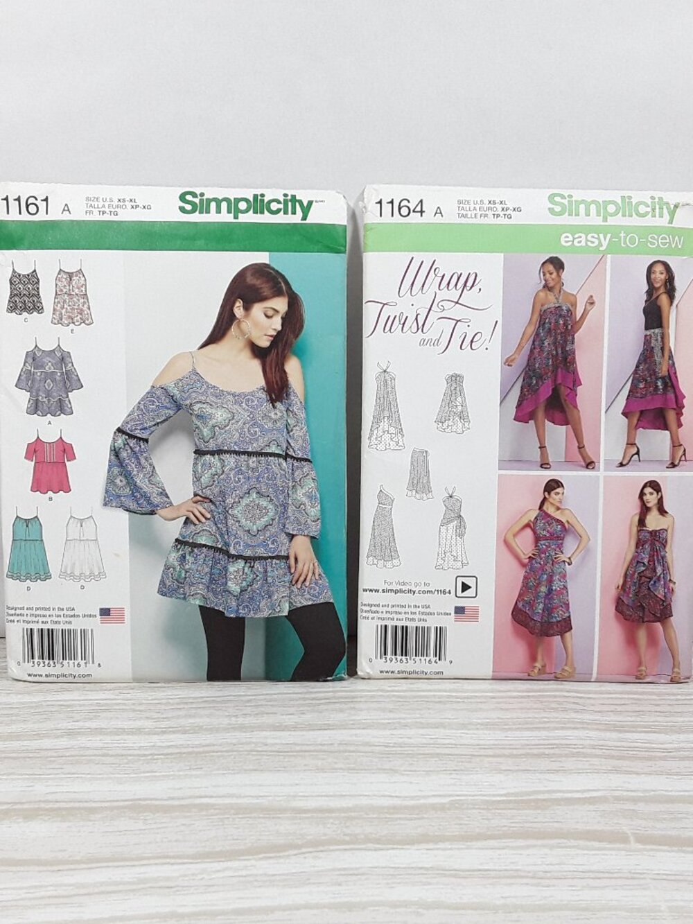 uncut Pattern sz XS-XL Sleeveless Wrap Tie Dress Halter Top Simplicity 1161 1164